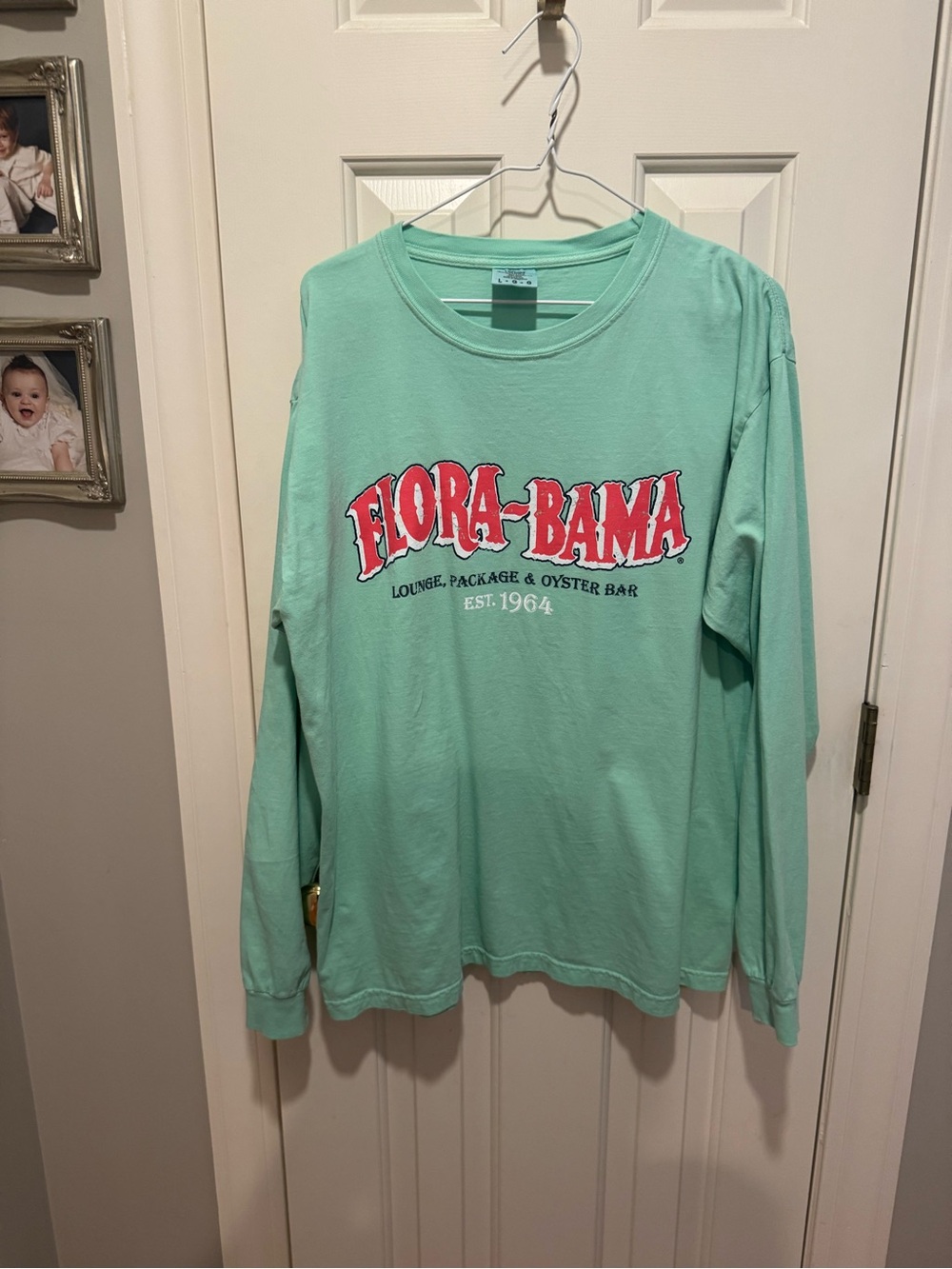 Comfort Colors Mint Green Long Sleeve Flora-Bama Graphic Tee